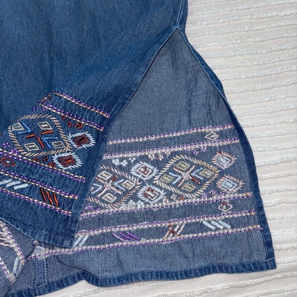 VTG Denim Blue Jean Jumper Dress Maxi Sleeveless women’s SzM Cottagecore Boho - Picture 8 of 13